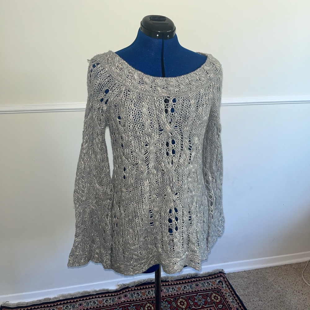 Grey free people loose knit sweater